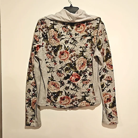 Anthropologie Saturday Sunday Rose's Rule floral moto jacket snap closure L.g. - Picture 10 of 10